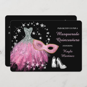 Convite para Quinceanera, Mascarada cor-de-rosa br