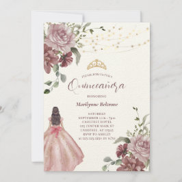 Convite para Quinceañera Princesa Floral Elegante