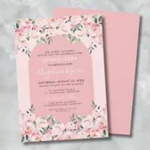 Convite para Quinceanera Rosa Elegante