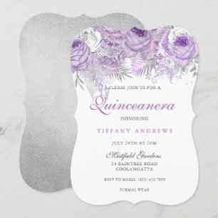 Convite para Quinceanera, Rosa Roxo
