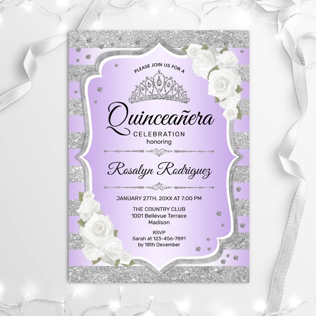 Convite para Quinceanera Roxo Silver (Criador carregado)