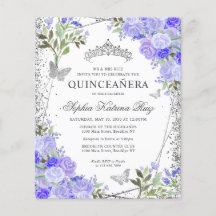 Convite para Quinceañera Silver Roxo de Orçamento