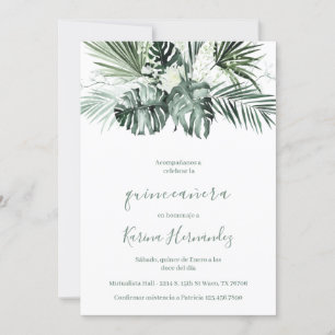 Convite para quinceanera verde em espanhol