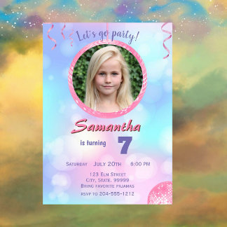 Convite Para Rapariga De Aniversário, Retron Rosa