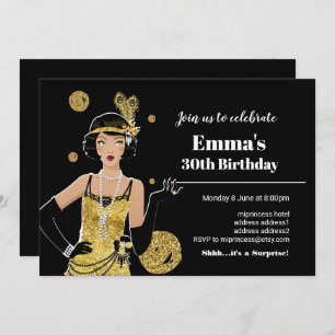 Convite para raparigas 1920, gatsby aniversário