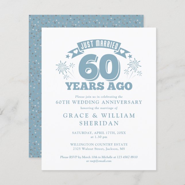 Convite para Recem casados de Orçamento 60 anos (Frente/Verso)