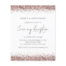 Convite para recepção à noite de Rosa de Glitter D