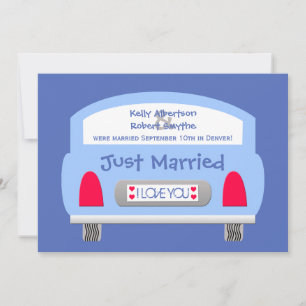 Convite para Recepção Após Casamento -- Carro Azul