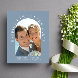 Convite para Recepção Azul Dusty com Código QR de 