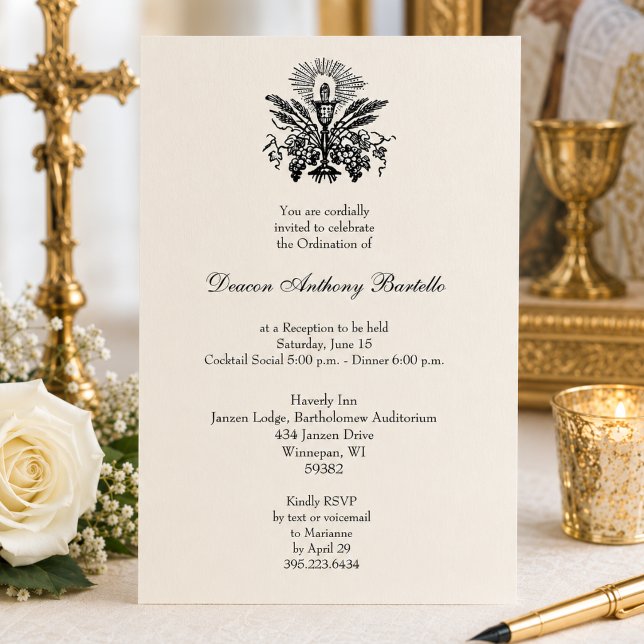 Convite para Recepção da Ordenação do Padre Deacon (Criador carregado)