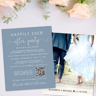 Convite para Recepção de casamento Azul Dusty com