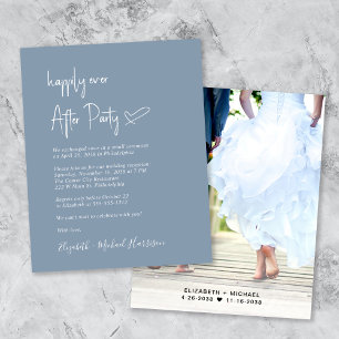 Convite para Recepção de casamento Azul Dusty de F