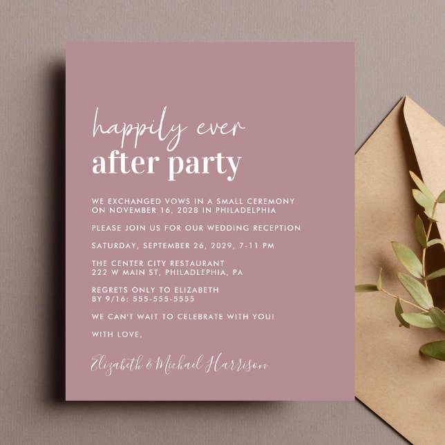 Convite para Recepção de casamento de Fotografias  (A chic budget-friendly Happily Ever After Party invitation for your wedding celebration)