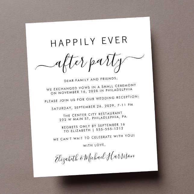 Convite para Recepção de casamento de Fotografias  (A chic budget-friendly Happily Ever After Party invitation for your wedding celebration)