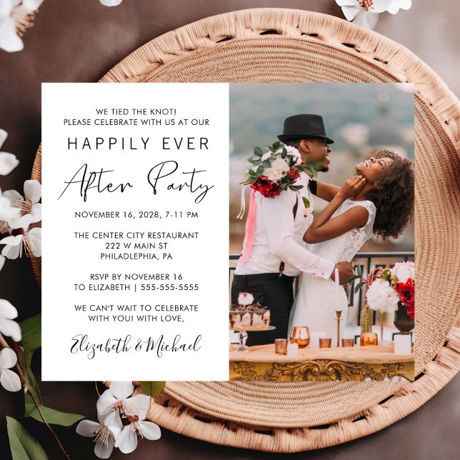 Convite para Recepção de casamento de Fotografias  (An affordable and elegant Happily Ever After Party invitation to celebrate with family and friends)