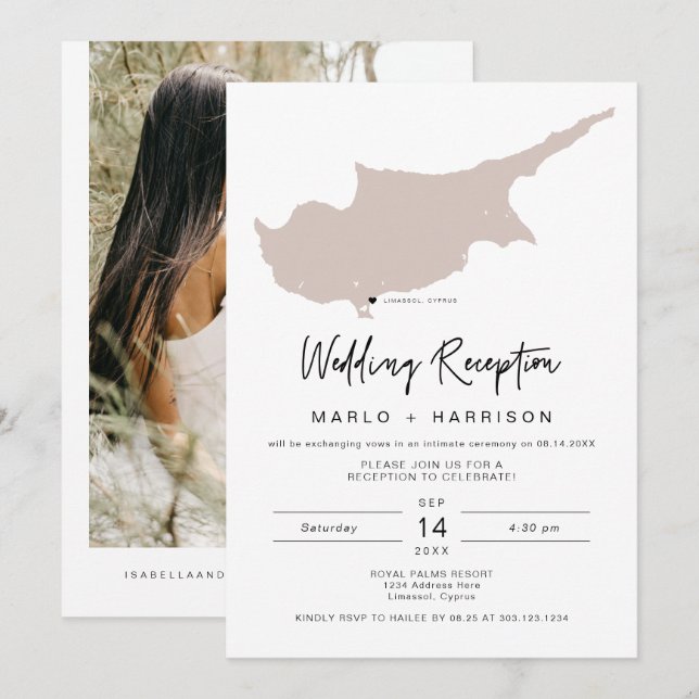 Convite para Recepção de casamento de Mapa do QuIN (Frente/Verso)