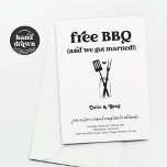 Convite para Recepção de casamento Funny de CHURRA<br><div class="desc">Churrasco grátis (e nos casamos). Desfrute de um convite divertido para sua recepção/festa de elopemento que põe o holofote em...  Churrasco! Trabalho de arte é desenhado à mão. Detalhes de coordenação,  Registro,  cartões de agradecimento e outros itens estão disponíveis na Coleção de Casamento de CHURRASCO em minha loja.</div>
