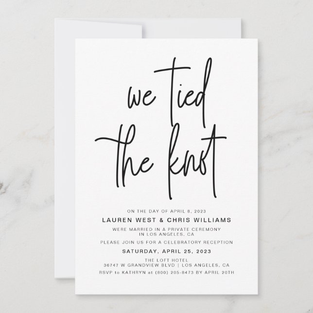 Convite para Recepção de Casamento Nós Amarrámos o (Frente)