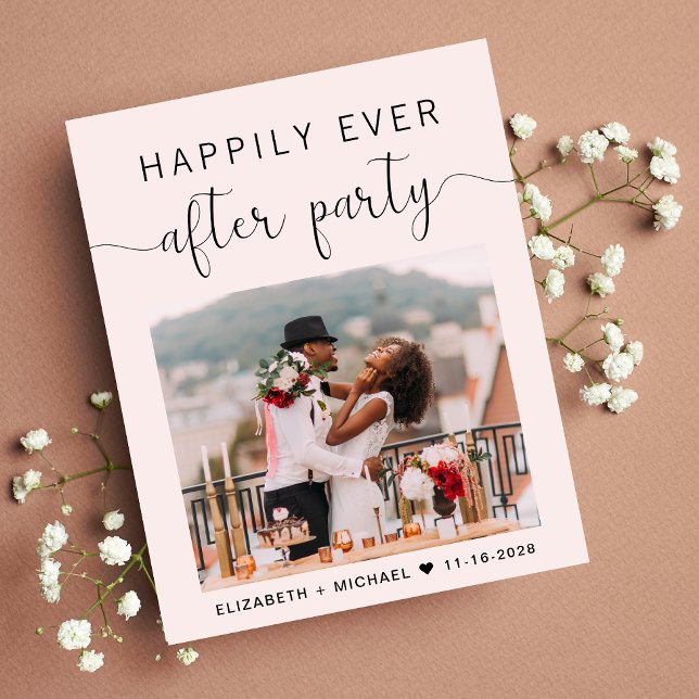 Convite para Recepção de casamento Rosa Chic (Criador carregado)