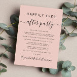 Convite para Recepção de casamento Rosa Escamudo C<br><div class="desc">O elopemento cor-de-rosa pincelado chic ou pequeno anúncio de casamento e recepção/convite de festas de celebração. "Feliz Festa Nunca Depois" é escrito em uma simples tipografia e um roteiro de na moda com pestanas. Personalize seu anúncio e convite e adicione seus nomes em um script semelhante a assinatura. O verso...</div>