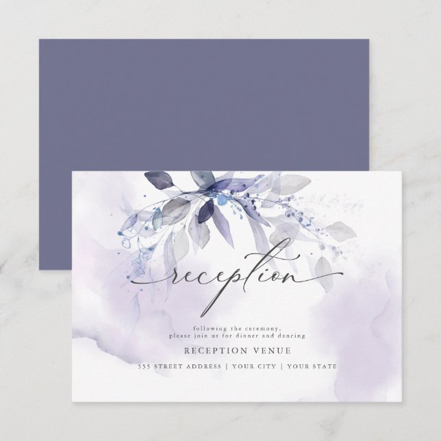 Convite para Recepção de Cores Aquáticas Violetas  (Frente/Verso)