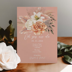 Convite para Recepção de Elopemento Floral Pêssego