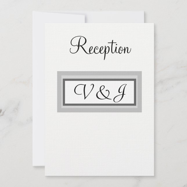 Convite para recepção de preto branco monograma (Frente)