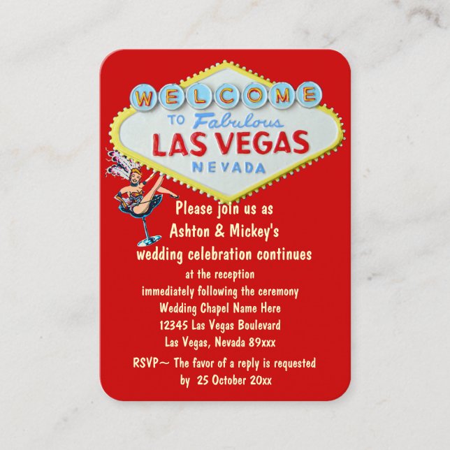 Convite para Recepções de casamento de Las Vegas (Frente)