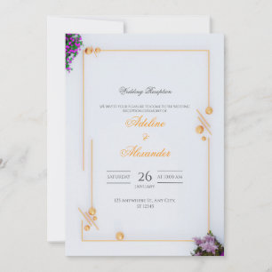 Convite para Recepções de casamento Dourada modern