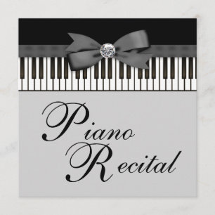 Convite para Recital com Teclas de Piano Preto e B
