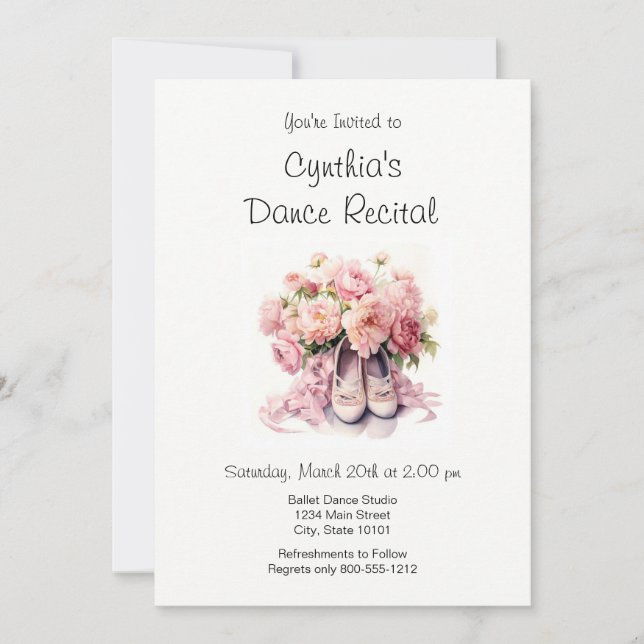 Convite para Recital de Dança de Ballet Elegante (Frente)
