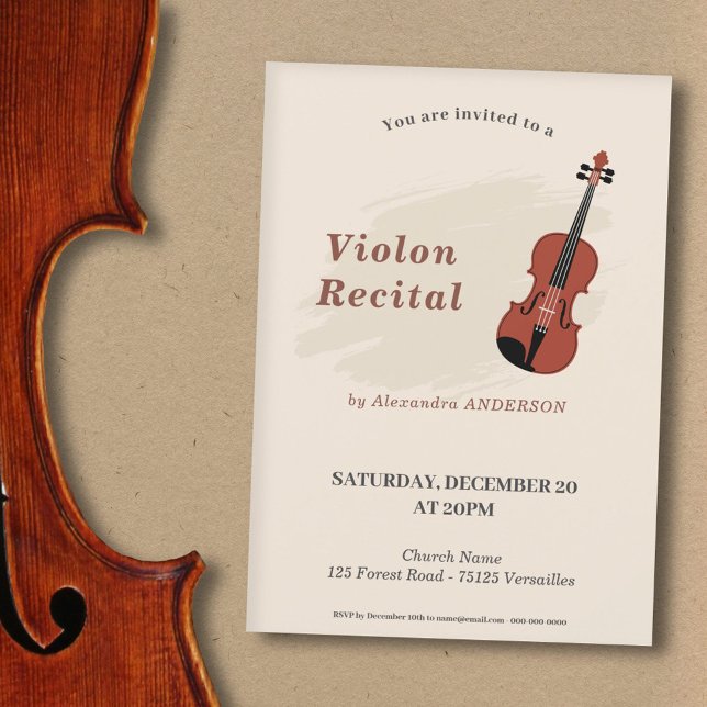 Convite para Recital de Música de Violino (Violin Music Recital Invitation)