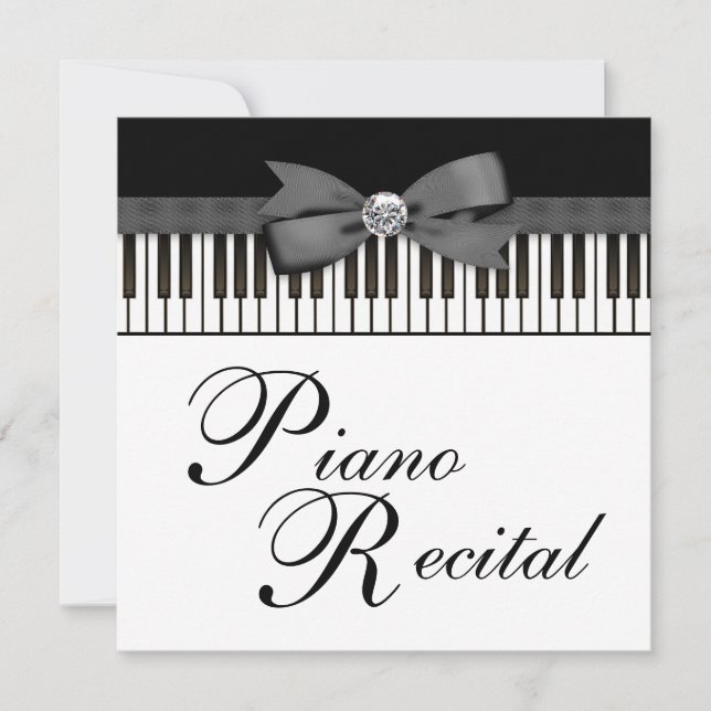 Convite para Recital de Teclas de Piano Pretas e B (Frente)