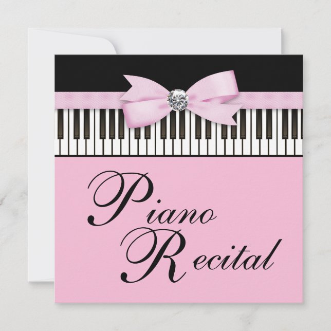 Convite para Recital de Teclas de Piano Rosa Preto (Frente)