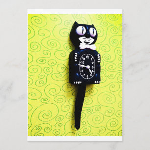 Convite para Relógio de Gato Antiquado