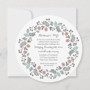 Convite para Renovação de Vow da Cinza Coral Aqua