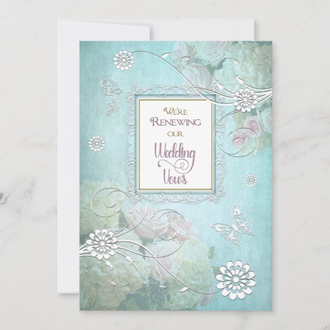 Convite para Renovar Votos de Casamento, Floral El (Frente)