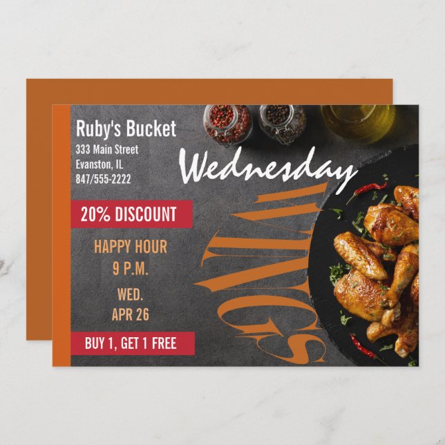 convite para restaurante noite de asa (Frente/Verso)