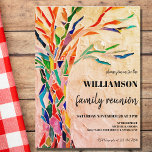 Convite para Reunião da Família Árvore da Família<br><div class="desc">Convide sua família para a Reunião Familiar com este cartão postal de convite. Ele apresenta uma árvore genealógica colorida em um fundo bege. Facilmente personalizável. Para editar ainda mais,  use a ferramenta design para alterar a fonte,  o tamanho da fonte ou a cor. Mosaico original © Michele Davies.</div>