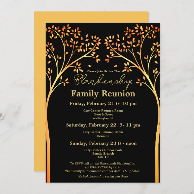 Convite para Reunião da Família de Árvores Laranja (Frente/Verso)