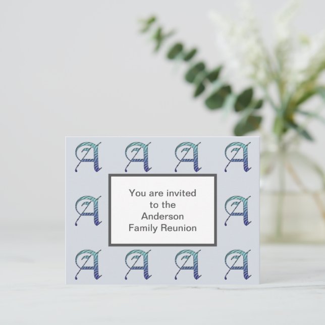 Convite para Reunião da Família - Letra inicial A (Em pé/Frente)