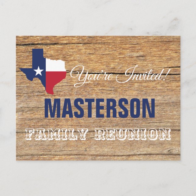 Convite para Reunião da Família Texas Barnwood (Frente)