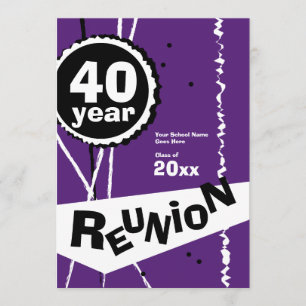 Convite para Reunião de 40 Anos em Classe Roxo e 