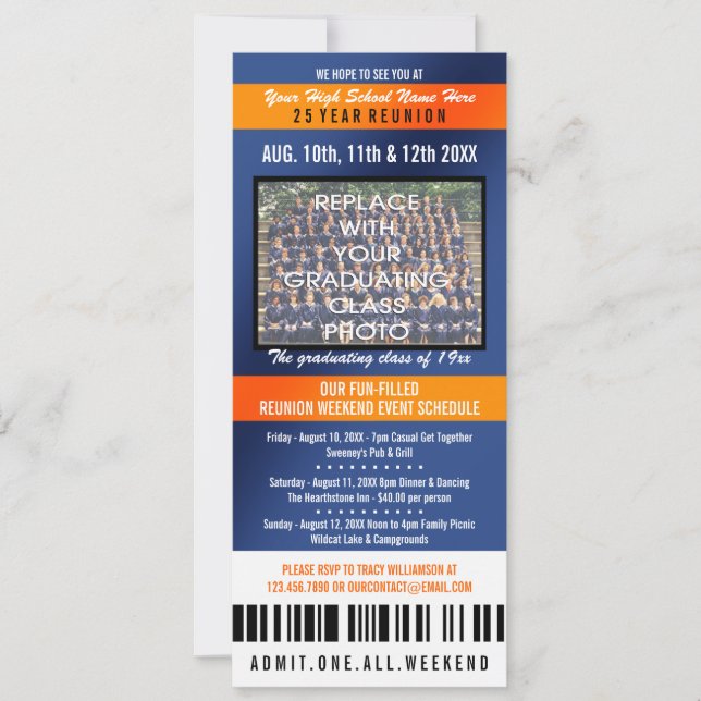 Convite para Reunião de Classe de Tíquete de Fotog (Frente)