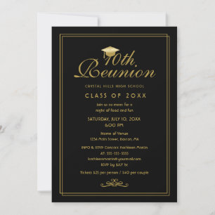 Convite para Reunião Elegante Dourada 10ª Classe