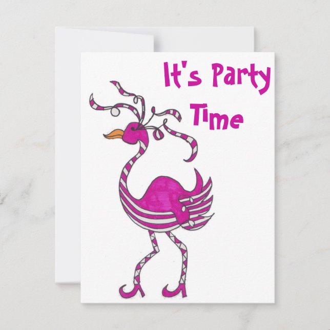 Convite para Rico de Festa Flamingo (Frente)