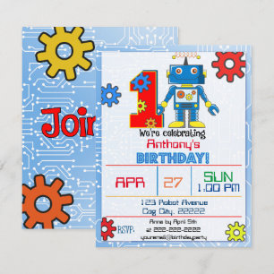 Convite para Robot de primeiro aniversario
