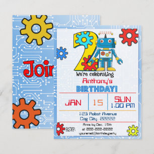 Convite para Robot de segundo aniversário