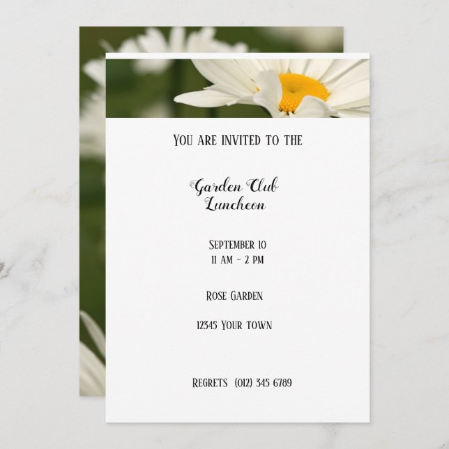 Convite para Rosa do Garden Luncheon (Frente/Verso)