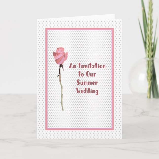 Convite para Rosa e Bolinhas de Casamento de Verão (Frente)
